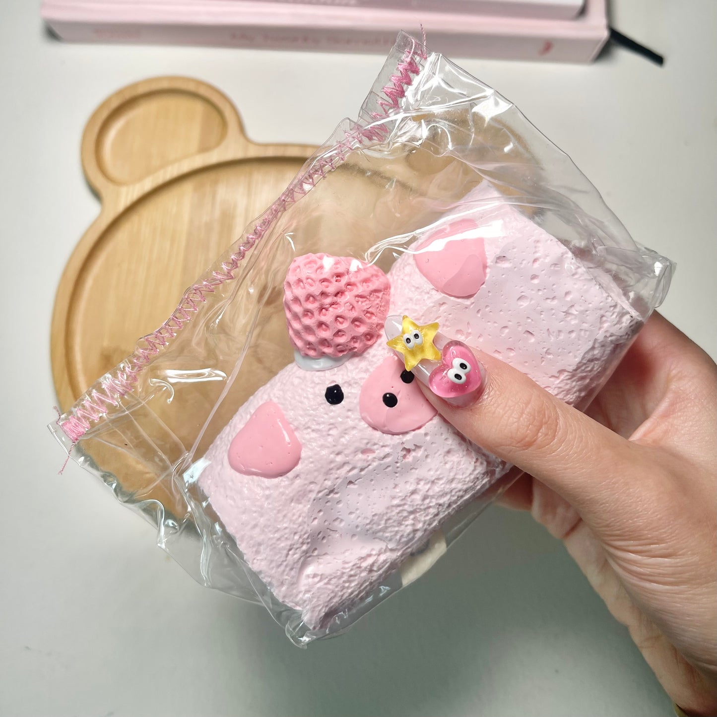 Pink Pig Strawberry Cake Taba Squishy