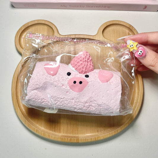 Pink Pig Strawberry Cake Taba Squishy